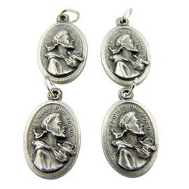 Silver Tone Saint Francis of Assisi Patron of Animals Medal, 1 Inch, Lot of 4