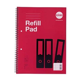 RHINO Stationery A4+ Twinwire Refill Pad | 160 Page | 8mm Ruled with Margin | Red Cover | Notepad | Education Standard Writing Paper