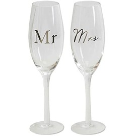 Amore Mr & Mrs Wedding Champagne Flutes Glasses