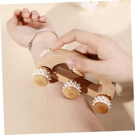 OATIPHO 2sets 3pcs Wooden Massage Roller Handheld Body Massager for Muscle Relief Foot Roller and Back Massage Tools Durable Wood Material for Home and Travel Use 3pcs*2