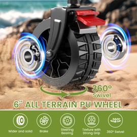 Blomoba Collapsible Wagon Cart, 150L Heavy Duty Foldable Beach Wagon with Wider Wheels & Auto-Rebound Handle, Utility Grocery Shopping Cart for Garden, Shopping, Camping, Sports, Gray