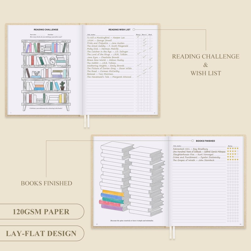 Lanpn Reading Book Journal for Book Lovers Readers, 9.3" x
