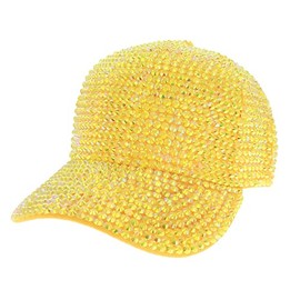 TOP HEADWEAR Women's Full Sparkle Rhinestone Gem Bling Baseball Cap -Yellow
