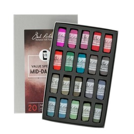 Jack Richeson Hand Rolled Soft Pastel Set, Spectrum Mid Darks 3 Set of 20