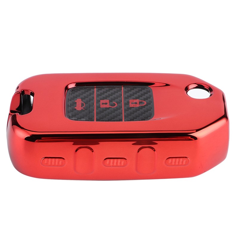 Carbon Fiber Style Folding Car Key Fob Cover Protective Case
