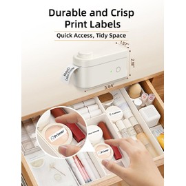 Makeid L1 Label Maker Machine with Tape - Portable & Rechargeable Label Makers Compatible with 9 12 16mm Waterproof Tape - Mini Bluetooth Labeler for Organizing Home Office School