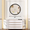 AAZZKANG Black Round Wall Mirror Metal Framed Beaded Mirrors Decorative