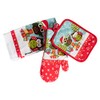 Jingles Christmas Mr and Mrs Owl Tea Towel, Oven Glove,