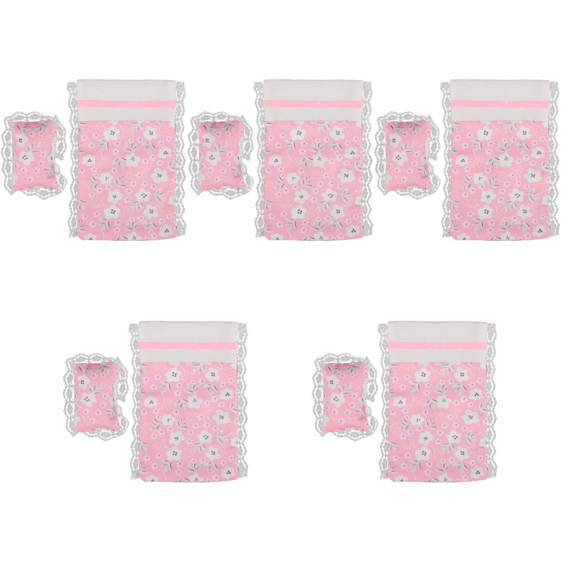 Abaodam 5 Sets Dollhouse Bed Linen Dollhouse Bedroom Accessories Bedding