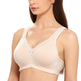 Delimira women's full cup relief bra, cotton, without an underwire, without padding, wide straps - beige Plain, size: 115C