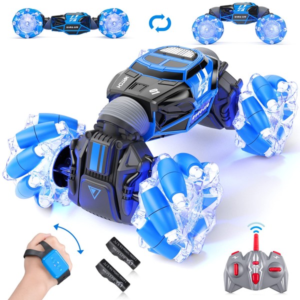 Powerextra Remote Control Car, Gesture Sensing RC Stunt Car with Lights & Dance, Toy for Kids Aged 6-12
