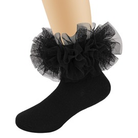 QHANSHIEE Grils Ruffle Socks Toddler Double Frilly Fluffy Princess Dress Cotton Sock Tutu Socks for Girls/Baby/Toddler