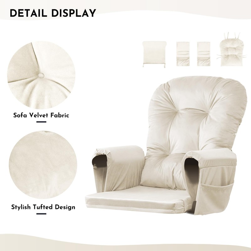 Lucky Monet 5Pcs Glider Rocker Replacement Cushions - Velvet Glider