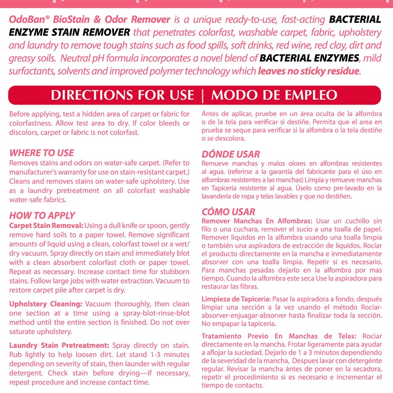 OdoBan Professional Cleaning and Odor Control Solutions, Ready-to-Use Biostain and