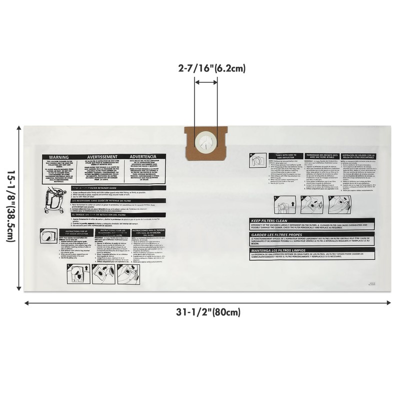 Shop-Vac 9066133 Disposable Filter Bags, Fits 5-8 Gallon Vacs, For