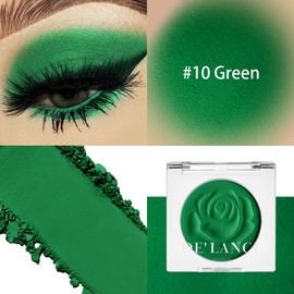 DE'LANCI Single Green Eyeshadow Palette with Applicator, Pressed Powder Matte True Green Eye shadow, Ultra-Pigment, Longwear, Vegan , Waterproof Green Eye Shadow Palette for Daily and Party Looks