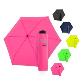 Doppler Umbrella Safety Reflect I Umbrella with Reflective Edge & Hand Opener I Mini Umbrella with Matching Umbrella Bag I Children's Umbrella Reflective, neon pink