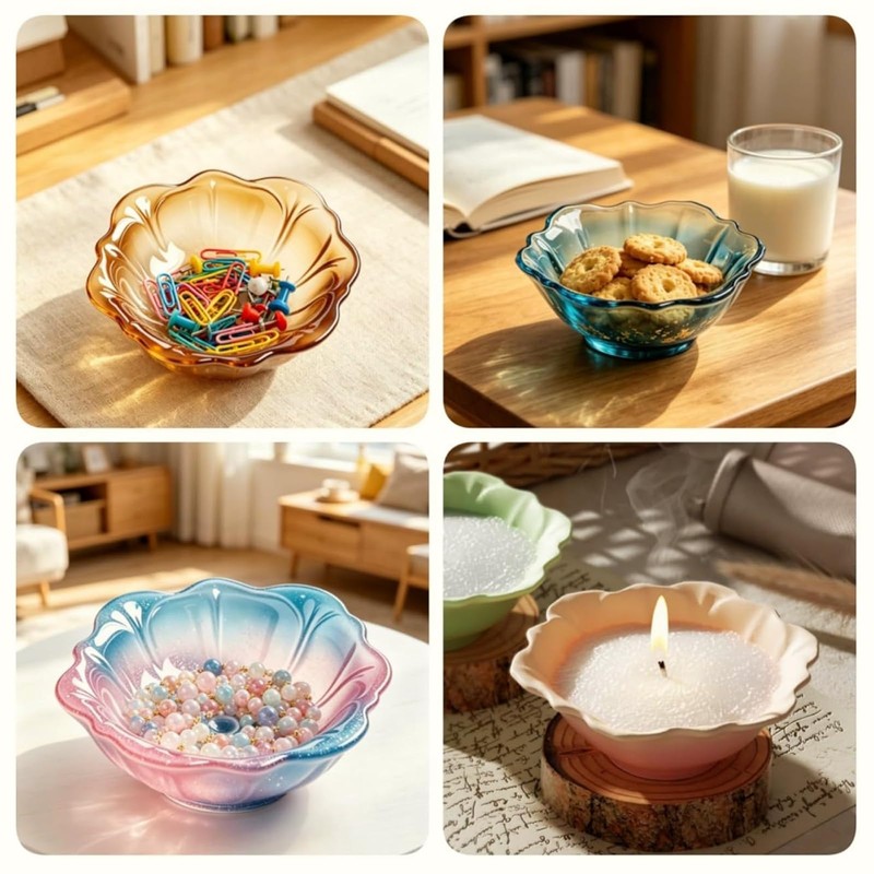 Flower Bowl Resin Mold, Lotus Silicone Mold for Epoxy Candle
