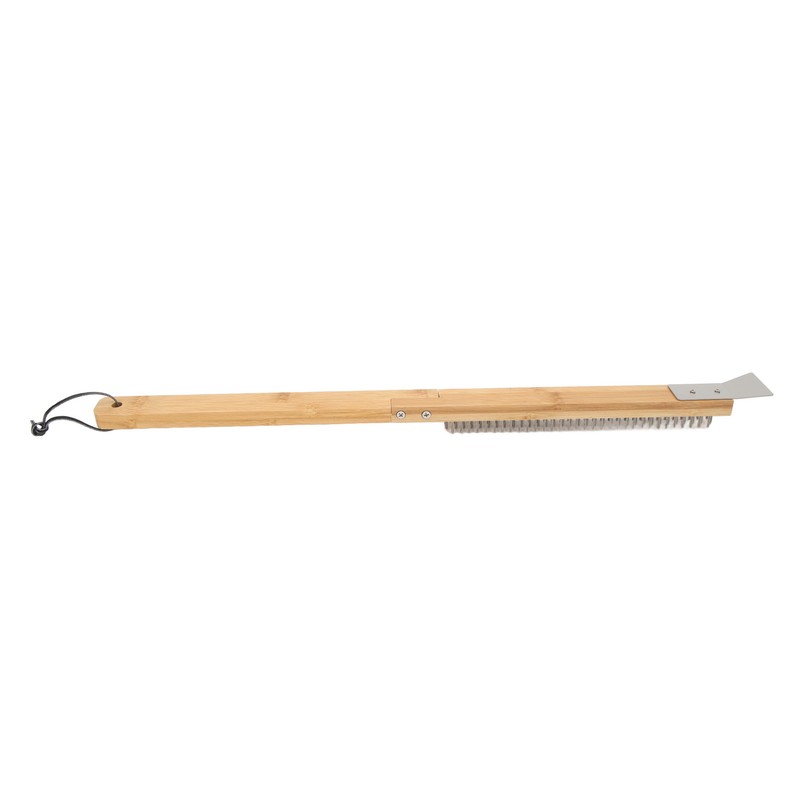 Long Pizza Oven Brush with Scraper Mounted Metal Bristles Pizza