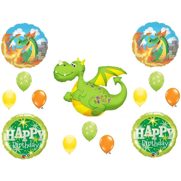 Green Dragon Birthday Party Balloons Decoration Supplies Magic Fire Castle