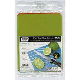 Flexible Plastic Cutting Board Mats Set of 4, Made in the USA Colored Mats, BPA Free, 5.75” x 7.5” by Chop Chop