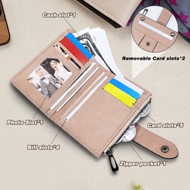 AdiStylinno Ladies Wallet, PU Leather Bifold Women Wallets Multifunctional Purse with Zipper Coin Pocket, Fashion Credit Card Wallet with 10 Card Slots, Cash Slot and ID Window (Pink)