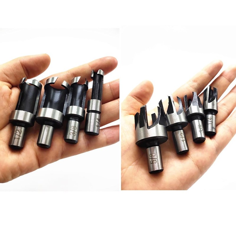 8Pcs Wood Plug Cutter Drill Bit Set, High Carbon Steel