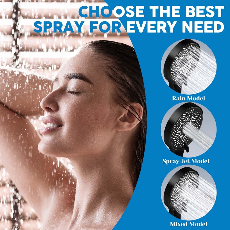 Shower Head,8”Rain Shower Head with Handheld Spray Combo and Adjustable