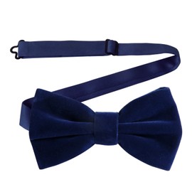 HOULIFE Velvet Bow Tie for Men – Adjustable Pre-tied Bowtie, Solid Colour Butterfly Bow Ties for Groom Wedding Party Formal with Gift Box, Navy Blue