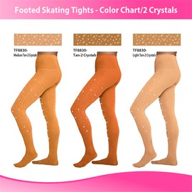 Chloe Noel Figure Skating Tan Footed Tights TF8830 w/Crystals Tan Adult Extra Large/Extra Extra Large