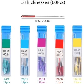 Sewing Machine Needle Universal Regular Point Machine Needle,60Pcs 5Color Universal Regular Point Machine Needle Anti-Jumping Needle,Universal Regular Point Machine Needle,Regular Point Machine Needle