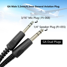 WODASEN Civilian U-174 Helicopter Headset Plug to GA Dual Plugs General Aviation Headsets Adapter U174/U TP-120 to Twin PJ-068 PJ-055 Fixed-Wing Airplane Connector Pilot Extension Cable Converter Cord
