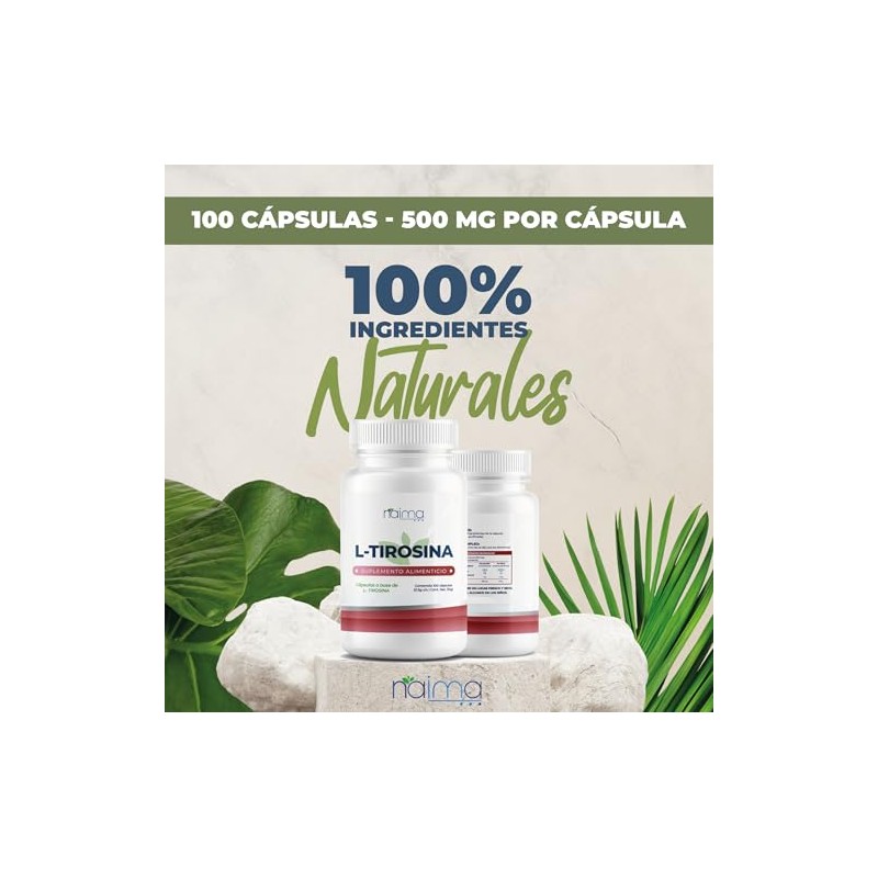 Naima Tirosina 100 Cápsulas Suplemento Alimenticio Puro Natural Energía Concentración