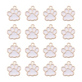 Magibeads - Abalorio esmaltado con estampado de pata con purpurina en polvo, aleación esmaltada, gato y perro, colgante de pata de perro para llavero, manualidades, joyería, aleación, No es una piedra