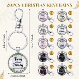 CroBlissful 20 Pcs Christian Keychain Bulk Bible Verse Keychain for Women with Floral Scripture Quote Easter Inspirational Gifts for Men Women Party Family Reunion Baptism Religious Faith Gifts