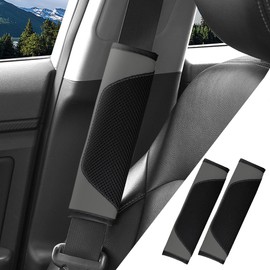 Couslcd 2 Pack Leather Mesh Universal Seatbelt Shoulder Strap Protector,Car Seat Belt Pads Cover, Soft Harness Pad Safety Belt Cover for Comfortable Driving, Car Interior Accessories (Gray)