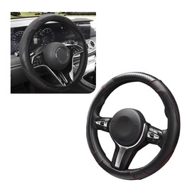 MTRPS Car Steering Wheel Cover, 15 Inch Leather Stitching Elastic Anti-Slip Steering Wheel Protector, Breathable Comfortable Steering Wheel Cover Universal for Most Vehicles (Black)