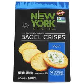New York Style New York Style Brand Bagel Crisps, Plain, Baked, Kosher, Non-GMO, 6 Ounce (Pack of 6)
