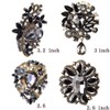 Ezing 4Pcs Brooch Lot with Large Big Size Rhinestone Crystal