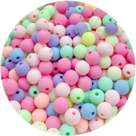 Daiyifiy 400Pcs 8MM Acrylic Round Pastel Beads Candy Color Spacer Beads Plastic Resin Beads for Necklace and Bracelet Making Crafting Supplies(301 - Frosted Mixed Color)