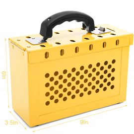 WUWEOT Lockout Tagout Lock Box, Portable Group Lock Out Tag Out Box, Yellow LOTO Safety Group Padlock Boxes with 12 Locking Holes for OSHA Compliant LOTO Procedures