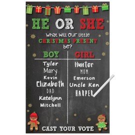Christmas Gender Reveal Party Supplies - Old Wives Tales & Cast Your Vote Guestbook Reveal Game Christmas Theme Decorations Games - Includes 2 Game Posters with Chalk Marker (Erasable) by Katie Doodle