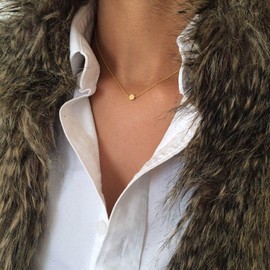 TseenYi Tiny Dot Necklace Choker Gold Round Pendant Necklace Boho Minimalist Necklaces Jewelry for Women and Girls (Gold)