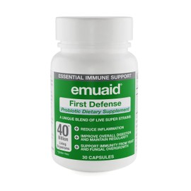 emuaid First Defense Probiotic 30 Capsules - Probiotics Dietary Supplement containing Lactobacillus Acidophilus, Lactobacillus Plantarum, Streptococcus Thermophilus for Health, Digestion, Bloating
