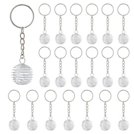 DICOSMETIC 20Pcs Spiral Bead Cages Pendants with Keychain Platinum Stone Crystal Necklace Holder Charms with Iron Rings for Jewelry Making and Crafting, 7.8cm Long