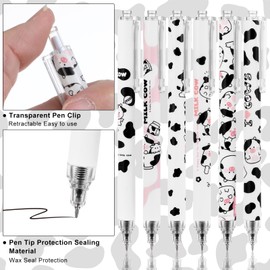 Mabor Ymapinc Retractable Gel Pen Set, Cute Cow Rollerball Pen for Office Supplies, School Supplies (Black Ink) Pack of 6