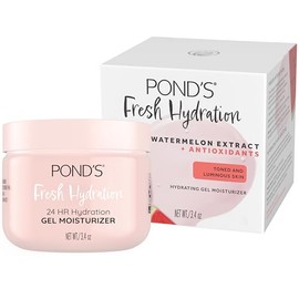 POND'S Crema hidratante en gel de hidratación fresca, hidratación 24 horas con extracto de sandía y antioxidantes, hidratante facial sin alcohol ni aceite, probado por dermatólogos, 3.4 onzas