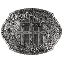 TYWestyles Vintage Celtic Pattern Cross Belt Buckle For Men Women (Antique Silver Cross-05, Large)
