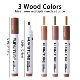 BOPOVA Furniture Markers Touch Up, Scratch Repair Kit, 3 Color Wood Markers for Scratches, Stains, Floors, Tables, Desks, Cabinets, Bedposts (Bamboo, Mahogany, Oak)