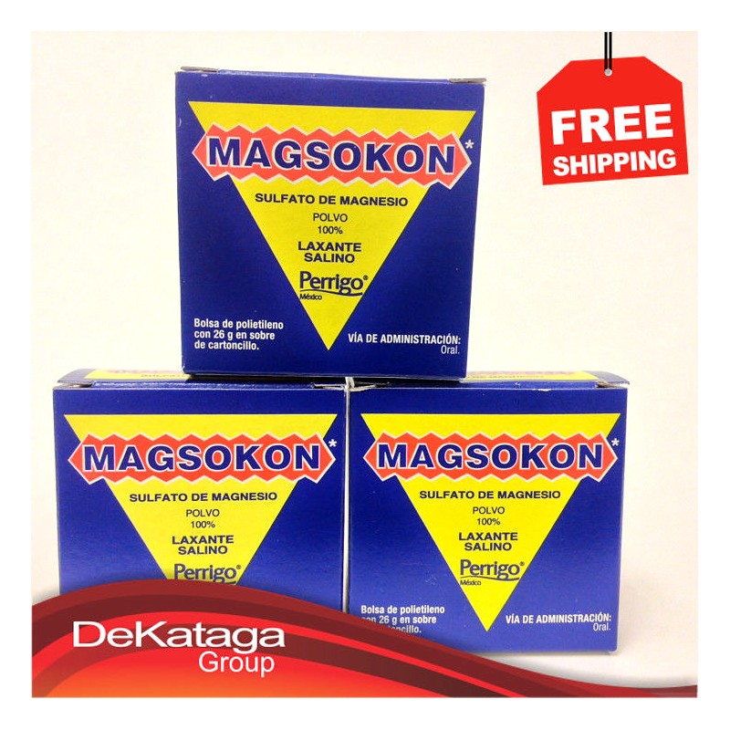 3 PACK MAGSOKON SULFATO DE MAGNESIO - 26g Laxante Salino